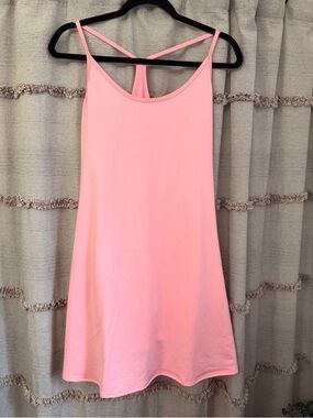 HDE Woman’s Pink Athletic Racerback Dress Casual Dress w/Built In Shorts-SIZE M